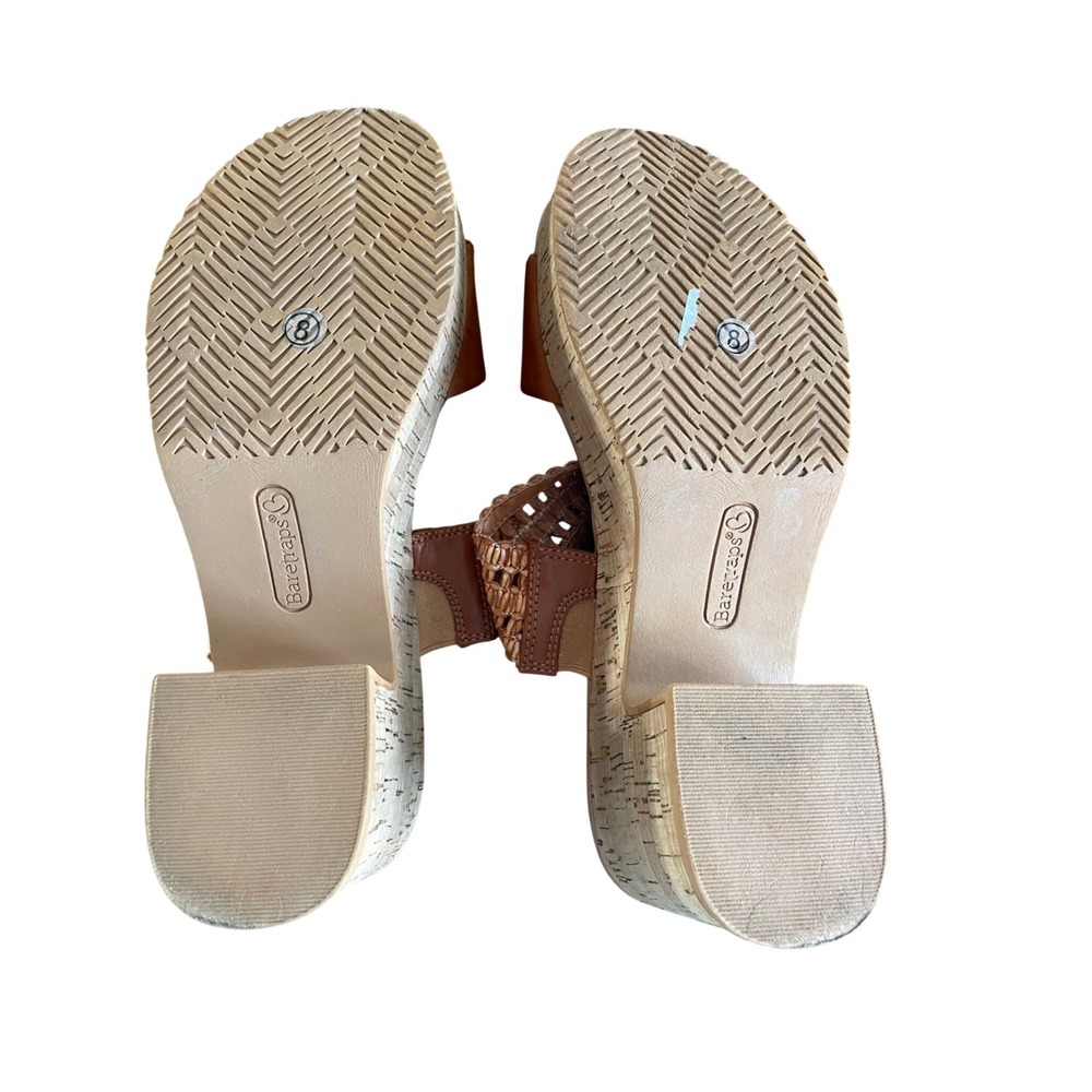 Baretraps Womens Brown Woven Strap Cork Platform Block Heel Slide Sandals Size 8 - Picture 7 of 8